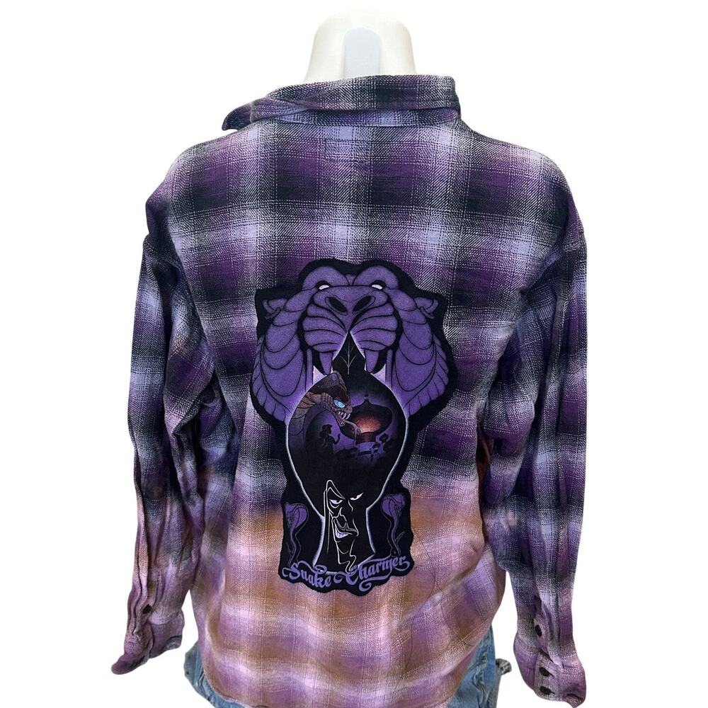 Jafar Aladdin Flannel Plaid Shirt Shacket SMALL Oversized Unique Upcycled Disney
